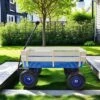 FURNIinspire Wheelbarrows And Lawn Carts Outdoor Wagon Pulling Air Tires Garden Cart, Lawn Cart With Pull Handle, Blue, 39“*19"*20" -HV GUEST 6308bc8a 6468 4f53 894e 196d109b7ed7