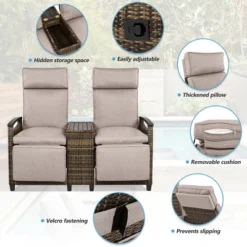 FURNIinspire Patio Accent Chairs, All Weather Outdoor Patio Chairs High Back Couch With Premium Cushions For Garden Backyard, Brown, 47.6"*23.6"*46.1" -HV GUEST 641e2939 c358 45d8 af07 c38a1607324a