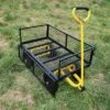 FURNIinspire Wheelbarrows And Lawn Carts Tools Cart Wagon Cart, Garden Cart Trucks With Solid Wheels And Yellow Handle, Black, 37“*19"*40" -HV GUEST 6740137d 70c3 4088 887d d3f0090440b9