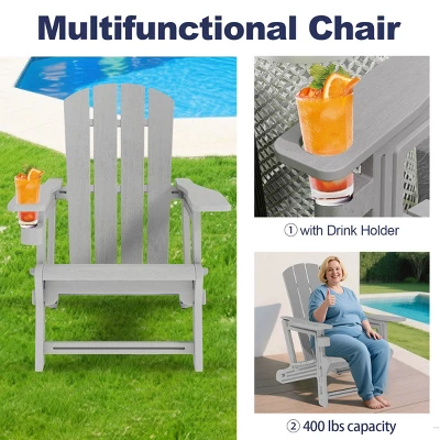 FURNIinspire Patio Accent Chairs Outdoor Folding Chairs Adirondack Chair, Portable Chair With Handles For Beach, Backyard, Gray, 31.4"*29.6"*36.4" 6 FURNIinspire Patio Accent Chairs Outdoor Folding Chairs Adirondack Chair, Portable Chair With Handles For Beach, Backyard, Gray, 31.4"*29.6"*36.4" - Image 4