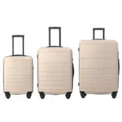 FURNIinspire Bag And Luggage Sets 3 Piece Travel Hard Shell Luggage, Lightweight Rolling Suitcases With Wheels, Beige, 20.87"*11.61"*30.31" -HV GUEST 6863e32c 9e2b 44b2 9f00 1ba127877ee9