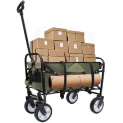 FURNIinspire Outdoor Serving Carts Foldable Wagon Cart Beach Wagon Utility Wagon Grocery Cart 3pcs Plastic Liner Cover, Green, 25.98"*17.32"*37.4" -HV GUEST 68b8f30e a414 4630 b905 bb661903aefb