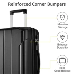 FURNIinspire Bag And Luggage Sets 3 Piece Suitcase Set, Expandable Hard Shell Carry On Luggage Sets, Travel Luggage Black, 12"*18.3"*29.9" -HV GUEST 68ea3888 2051 4388 bbe0 0f873e58ced7