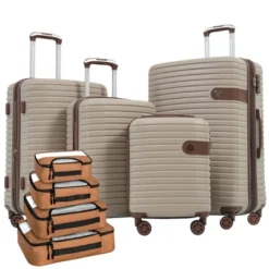 FURNIinspire Bag And Luggage Sets 4 Piece Luggage Set, Carry On Luggage Suitcase With 4 Packing Cubes, Travel Luggage, Beige, 16.69"*12.4"*29.72" -HV GUEST 690f4ed5 714a 458f 8e44 60b318d628d6