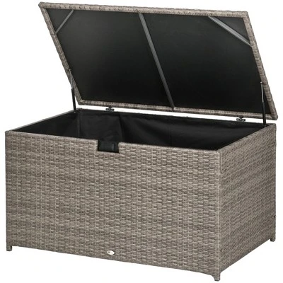 FURNIinspire Utility Storage Cabinet 113 Gallon Deck Box Rattan Outdoor Storage Box Waterproof Storage Container For Indoor, Grey, 47.2"*6.70"*30.7" 6 FURNIinspire Utility Storage Cabinet 113 Gallon Deck Box Rattan Outdoor Storage Box Waterproof Storage Container For Indoor, Grey, 47.2"*6.70"*30.7" - Image 5
