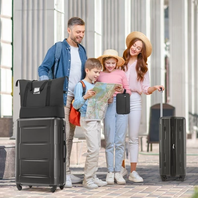 FURNIinspire Bag And Luggage Sets 2 Piece Luggage Set With Bags Spinner Wheels Abs Lightweight Suitcase With TSA Lock, Black, 18"*12"*28" 3 FURNIinspire Bag And Luggage Sets 2 Piece Luggage Set With Bags Spinner Wheels Abs Lightweight Suitcase With TSA Lock, Black, 18"*12"*28"