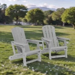 FURNIinspire Patio Accent Chairs Outdoor Folding 2PCS Chairs Adirondack Chair, Portable Chair With Handles For Backyard, Gray, 31.4"*29.6"*36.4" -HV GUEST 6b412c6f dd37 4a46 87bd 486f2d954da0