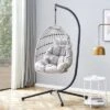 FURNIinspire Patio Swings Hanging Chair With Wicker Weave, Single Person Swing With Seat Cushion For Indoor And Outdoor, Gray, 37“*37"*79" -HV GUEST 6cee9706 1ccd 41aa 93d1 1a3823e0906b