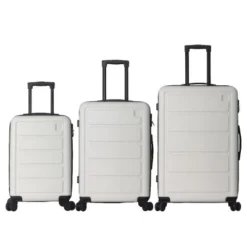 FURNIinspire Bag And Luggage Sets Hard Shell 3 Piece Suitcase Set, Travel Luggage Business Suitcases With Wheels, White, 19.88"*10.63"*29.92" -HV GUEST 6eb717c2 a506 4519 92a1 aa9f9e89d1de