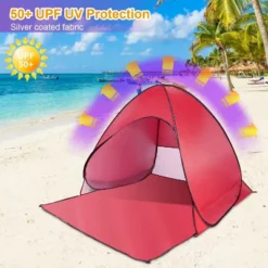 FURNIinspire Camping Tents Pop Up Beach Tent Sun Shade Shelter For Outdoor Beach Camping, Waterproof Tent Canopy, Red, 64.96"*59.06"*43.3" -HV GUEST 6fa2fe7b 5f40 4ded b8e3 74e8d1d64c78
