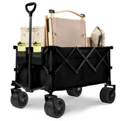 FURNIinspire Outdoor Serving Carts Fish 400L Collapsible Wagon Beach Wagon With Big Wheels For Camping, Sports, Black, 36.22"*22.05"*39.37" -HV GUEST 707a5f7a 923f 4236 af00 332975c838b1