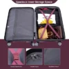 FURNIinspire Bag And Luggage Sets 5 Piece Expandable Hard Shell Suitcase Set Rolling Travel Luggage For Family, Dark Purple, 20.28"*11.42"*30.31"