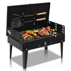 FURNIinspire Outdoor Grills, Griddles And Smokers Professional Square Charcoal Grill, Heavy Duty Portable BBQ System Patio, Black, 17.9"*12.79"*3.15" -HV GUEST 78918c29 7222 418c a752 c1d631c4cec3