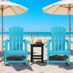 FURNIinspire Patio Accent Chairs Outdoor Folding Chairs Adirondack Chair, Portable Chair With Handles For Beach, Backyard, Blue, 31.4"*29.6"*36.4" -HV GUEST 78dd32dc 1134 46df a675 2b50354c0b75