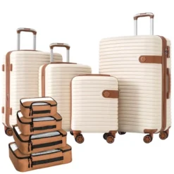 FURNIinspire Bag And Luggage Sets 4 Piece Luggage Set, Carry On Luggage Suitcase With 4 Packing Cubes, Travel Luggage, White, 16.69"*12.4"*29.72" -HV GUEST 79ddfe11 14ee 404d 86de ebd76c9c51ce