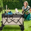 FURNIinspire Outdoor Serving Carts Multi Functional Push Pull Folding Wagon Cart With Rotating Handle All-Terrain Wheele, Gray, 48.43"*22.83"*43.7" -HV GUEST 7a4758b8 16d4 4710 86ab 9f0b7d1ca37c