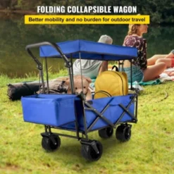 FURNIinspire Outdoor Serving Carts Extra Large Collapsible Garden Cart With Removable Canopy Folding Wagon Utility Carts, Blue, 39"*21.4"*39" -HV GUEST 7dbcf1f5 6d25 4f50 9f88 733f7a467664