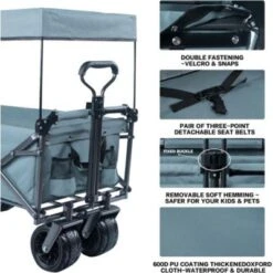 FURNIinspire Outdoor Serving Carts Collapsible Wagon Foldable With Removable Canopy Wheels For All-Terrain Brake For Camping, Gray, 35.4"*19.7"*44.5" 9 FURNIinspire Outdoor Serving Carts Collapsible Wagon Foldable With Removable Canopy Wheels For All-Terrain Brake For Camping, Gray, 35.4"*19.7"*44.5" -HV GUEST 7ed2f4f7 89ea 4e1e ab88 0f614fa234c6