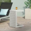 FURNIinspire Patio End Table, C-Shaped Side Table, Compact, Stylish, And Versatile, White, 15"*14.5"*24" -HV GUEST 7f30ead2 9edf 4ffc b8f8 f597e7308896