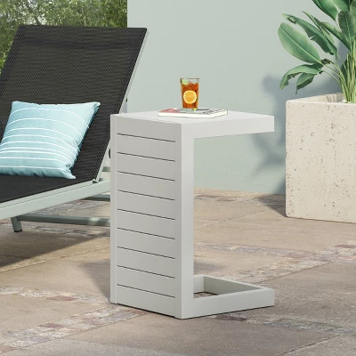 FURNIinspire Patio End Table, C-Shaped Side Table, Compact, Stylish, And Versatile, White, 15"*14.5"*24" 3 FURNIinspire Patio End Table, C-Shaped Side Table, Compact, Stylish, And Versatile, White, 15"*14.5"*24"
