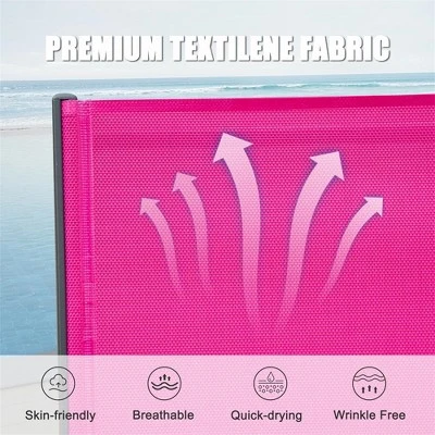 FURNIinspire Patio Chaise Lounges Patio 2 Sunbathing Chairs With 5 Adjustable Position, 1 Table For Beach Yard Poolside, Pink, 64.41"*26.69"*27.56" 5 FURNIinspire Patio Chaise Lounges Patio 2 Sunbathing Chairs With 5 Adjustable Position, 1 Table For Beach Yard Poolside, Pink, 64.41"*26.69"*27.56" - Image 3