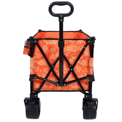 FURNIinspire Outdoor Serving Carts Collapsible Foldable Extended Wagon 480lb Weight Capacity All-Terrain Beach Wheels, Orange, 37.4"*23.03"*38.98" 3 FURNIinspire Outdoor Serving Carts Collapsible Foldable Extended Wagon 480lb Weight Capacity All-Terrain Beach Wheels, Orange, 37.4"*23.03"*38.98"