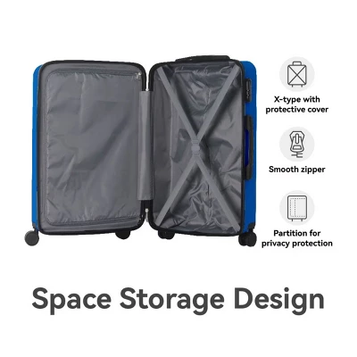 FURNIinspire Bag And Luggage Sets Hard Shell 3 Piece Suitcase Set, Travel Luggage Business Suitcases With Wheels, Blue, 19.88"*10.63"*29.92" 3 FURNIinspire Bag And Luggage Sets Hard Shell 3 Piece Suitcase Set, Travel Luggage Business Suitcases With Wheels, Blue, 19.88"*10.63"*29.92"