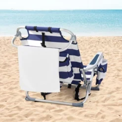 FURNIinspire Outdoor Portable Chair Adjustable Back With Storage For Relaxing Adventures, Blue Stripes, 24.8"*25.6"*32.28" 9 FURNIinspire Outdoor Portable Chair Adjustable Back With Storage For Relaxing Adventures, Blue Stripes, 24.8"*25.6"*32.28" -HV GUEST 822160ce eba7 4acc bcab 12fe70bf929f