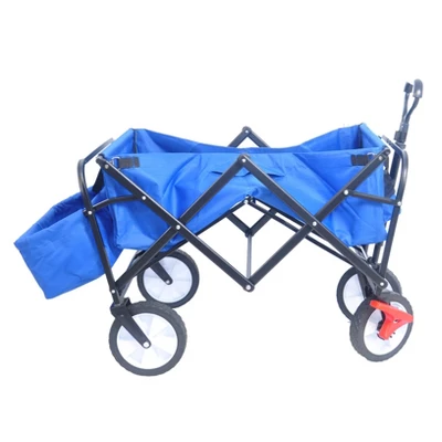 FURNIinspire Wheelbarrows And Lawn Carts Folding Wagon Collapsible Outdoor Utility Wagon, Lawn Car With Adjustable Handles, Blue, 53“*20"*43" 3 FURNIinspire Wheelbarrows And Lawn Carts Folding Wagon Collapsible Outdoor Utility Wagon, Lawn Car With Adjustable Handles, Blue, 53“*20"*43"
