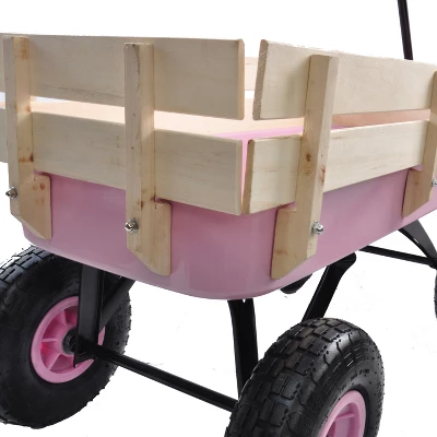 FURNIinspire Wheelbarrows And Lawn Carts Outdoor Wagon Pulling Air Tires Garden Cart, Lawn Cart With Pull Handle, Pink, 39“*19"*20" 6 FURNIinspire Wheelbarrows And Lawn Carts Outdoor Wagon Pulling Air Tires Garden Cart, Lawn Cart With Pull Handle, Pink, 39“*19"*20" - Image 4