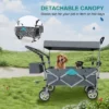 FURNIinspire Outdoor Serving Carts Push Pull Utility Folding Wagon With Removable Canopy For Camping Beach Outdoor, Gray, 50"*20.47"*43.3" -HV GUEST 847bf887 3ff0 4ae9 9034 2bcb615165d6