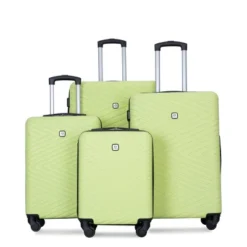 FURNIinspire Bag And Luggage Sets 4 Piece Stylish Suit Cases Lightweight Suitcases With Wheels For Travel Business, Green, 18.78"*10.83"*28"