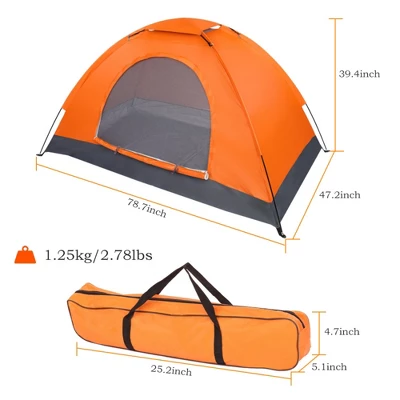 FURNIinspire Camping Tents Single Person Waterproof Dome Camping Dome Tent For Outdoor Hiking, Easy To Carry, Orange, 47.2"*78.7"*39.4" 4 FURNIinspire Camping Tents Single Person Waterproof Dome Camping Dome Tent For Outdoor Hiking, Easy To Carry, Orange, 47.2"*78.7"*39.4" - Image 2