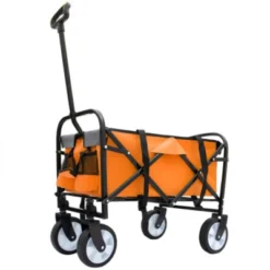 FURNIinspire Outdoor Serving Carts 225lbs Collapsible Foldable Wagon Cart Beach Wagon Utility Cart For Sports Gardeing, Orange, 25.98"*17.32"*37.4" -HV GUEST 87c25745 f795 4532 be02 97d48001c90b