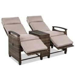 FURNIinspire Patio Accent Chairs, All Weather Outdoor Patio Chairs High Back Couch With Premium Cushions For Garden Backyard, Brown, 47.6"*23.6"*46.1" -HV GUEST 88ed739d c98e 4908 a11d 8b2da6161058