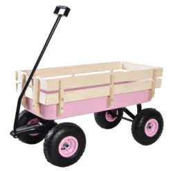 FURNIinspire Wheelbarrows And Lawn Carts Outdoor Wagon Pulling Air Tires Garden Cart, Lawn Cart With Pull Handle, Pink, 39“*19"*20" 11 FURNIinspire Wheelbarrows And Lawn Carts Outdoor Wagon Pulling Air Tires Garden Cart, Lawn Cart With Pull Handle, Pink, 39“*19"*20" -HV GUEST 8a3d185f ee07 4f44 bd9f dbbe888ad708