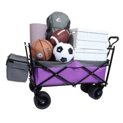 FURNIinspire Outdoor Serving Carts 480Lbs Collapsible Wagon With Canopy Lightweight Foldable Wagon With Mosquito Net, Purple, 45.28"*22.83"*38.78" 3 FURNIinspire Outdoor Serving Carts 480Lbs Collapsible Wagon With Canopy Lightweight Foldable Wagon With Mosquito Net, Purple, 45.28"*22.83"*38.78"
