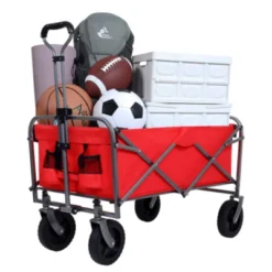FURNIinspire Outdoor Serving Carts Collapsible Folding Wagon 300L Collapsible Wagon With Tailgate All-Terrain Wheels, Red, 35.43"*21.85"*39.17" -HV GUEST 8f8cd353 9cd6 4042 a056 c4b582f67688
