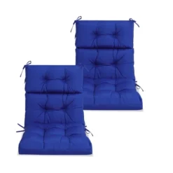 FURNIinspire Outdoor Seat Cushions 2 Pcs Set High Back Patio Chair Cushions, Solid Color Seat Cushion For Garden Porch, Blue, 44"*22"*4" -HV GUEST 90322aa9 2657 44cf be61 b7ca5c1982da