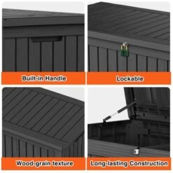 FURNIinspire Deck Boxes, 150 Gallon Outdoor Patio Storage Box With Large Storage Capacity For Furniture Garden Tools, Black, 54.3"*26.5"*28.7" -HV GUEST 90a26638 00f8 48c7 8051 301cbdd6408d