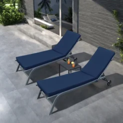 FURNIinspire Outdoor Seat Cushions 2PCS Patio Lounge Chair Cushion Replacement, Outdoor Chair Cushion, Removable Cover, Dark Blue, 74.4"*22.05"*2.76" -HV GUEST 915316eb d29b 470c a1e0 8d7fe7dac86e