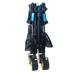 Furniinspire Wheelbarrows And Lawn Carts Big Large Capacity Folding Cart, Extra Long Extender Wagon Cart, Black And Blue, 53“*20"*51" -HV GUEST 923c56b9 0bac 4d7d b336 a46c51549da4