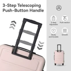 FURNIinspire Bag And Luggage Sets Hard Shell 3 Piece Suitcase Set, Travel Luggage Business Suitcases With Wheels, Pink, 19.88"*10.63"*29.92"