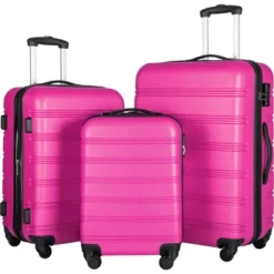 FURNIinspire Bag And Luggage Sets 3 Piece Luggage Set Spinner Suitcase With TSA Lock, Travel Options For Family Travel, Pink, 20" 24' 28" -HV GUEST 93e127f2 450d 46e5 b2f8 746ff8d3b8b0