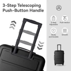 FURNIinspire Bag And Luggage Sets Hard Shell 3 Piece Suitcase Set, Travel Luggage Business Suitcases With Wheels, Black, 19.88"*10.63"*29.92"