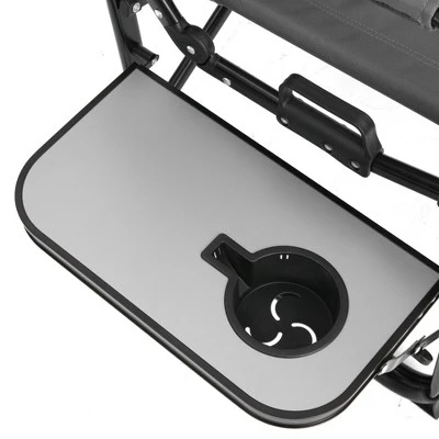 FURNIinspire Outdoor Portable Chairs Camping Chair Directors Chair, Oversized Portable Folding Chair With Side Table, Gray, 27.56"*24.41"*43.31" 6 FURNIinspire Outdoor Portable Chairs Camping Chair Directors Chair, Oversized Portable Folding Chair With Side Table, Gray, 27.56"*24.41"*43.31" - Image 4