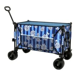FURNIinspire Outdoor Serving Carts Collapsible Foldable Extended Wagon With 480lb Weight Capacity All-Terrain Beach Wheels, Blue, 37.4"*23.03"*38.98" -HV GUEST 9791c44c 0db4 48c7 b3d1 8ac527e1428a