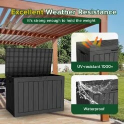 FURNIinspire Deck Boxes 45 Gallon Deck Box, Waterproof Storage Bin For Outdoor And Indoor, Storage Deck Box, All Weather Use, Black, 17“*31”*22“ -HV GUEST 9ce7b4eb 5aac 4ac5 a8cc 6d15ff750f82