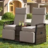 FURNIinspire Patio Accent Chairs, All Weather Outdoor Patio Chairs High Back Couch With Premium Cushions For Garden Backyard, Brown, 47.6"*23.6"*46.1" -HV GUEST 9d7b273b 972f 459c b936 f43797a1ee3d