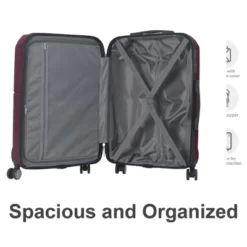 FURNIinspire Bag And Luggage Sets 3 Piece Rolling Luggage, Travel Hard Suitcase With Wheels, Stylish Suitcase Set, Purple, 21.06"*11.81"*30.31"